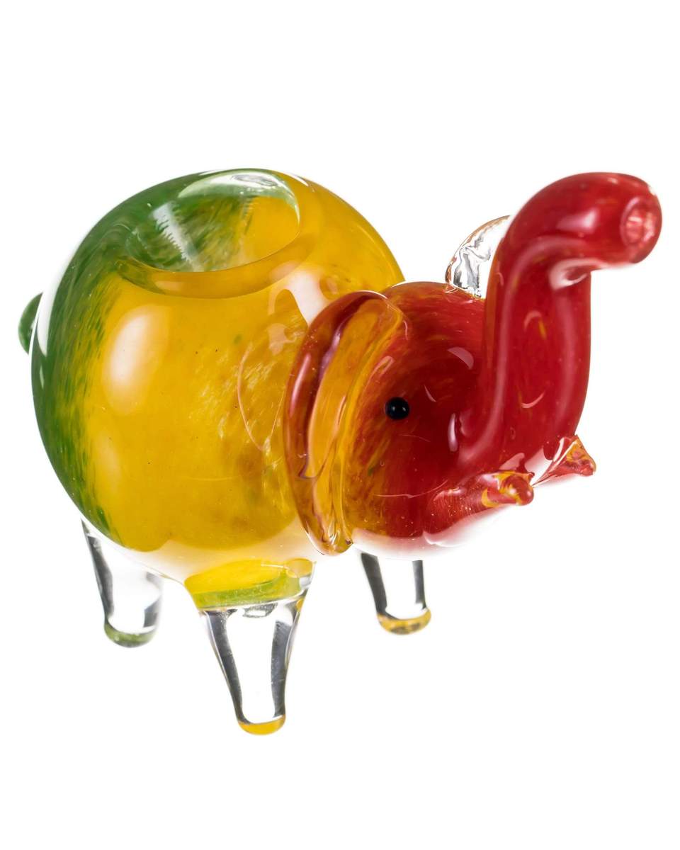 Smoking glass elephant rasta colors